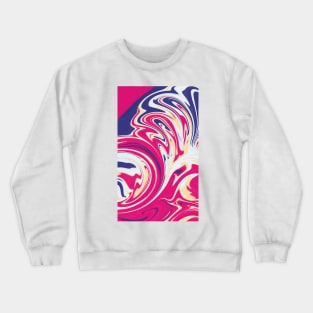 Pink,White and Blue Liquid Abstract Artwork Crewneck Sweatshirt